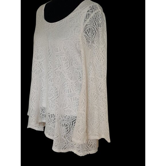 Slinky Brand Mèdium Boho Lace Floral Beach Casual Flared Sleeve Summer Blouse - Picture 4 of 6